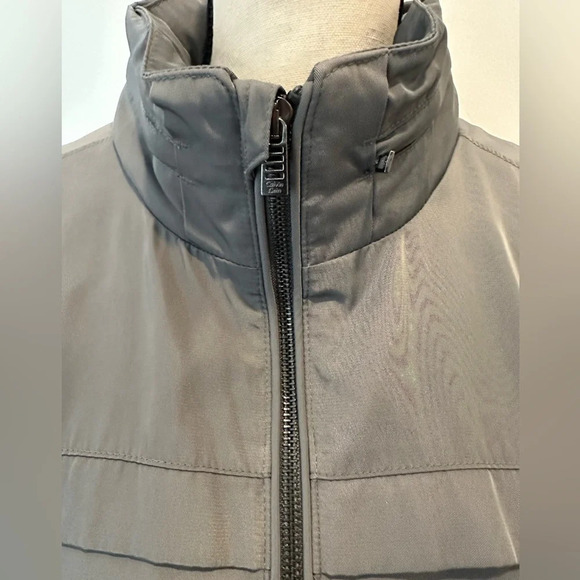 Calvin Klein Mens Outdoor Jacket Hood Full Zip Gray Smooth  Fabric SZ L Vintage - Picture 2 of 9